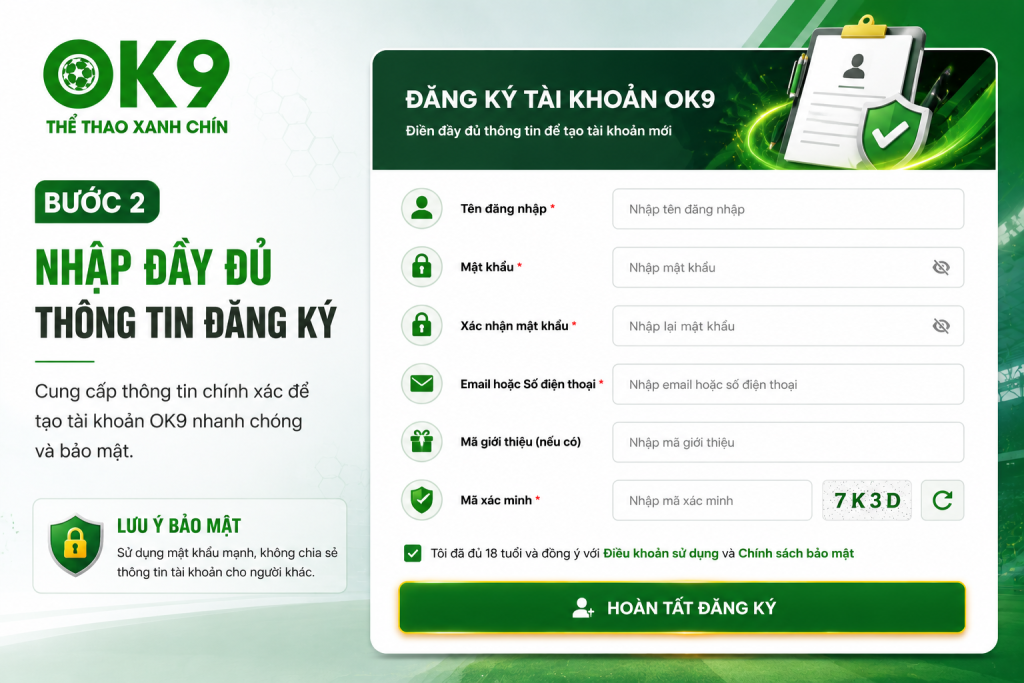Biểu mẫu đăng ký OK9 với các trường thông tin cần nhập