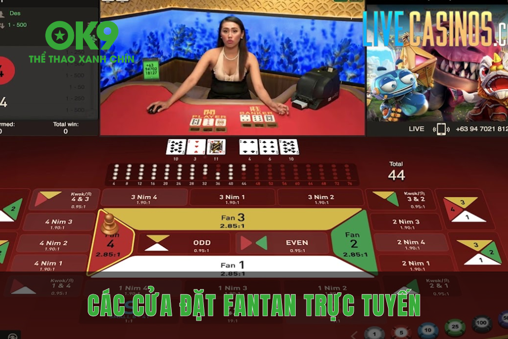 Các lựa chọn cược Fantan trên giao diện trực tuyến